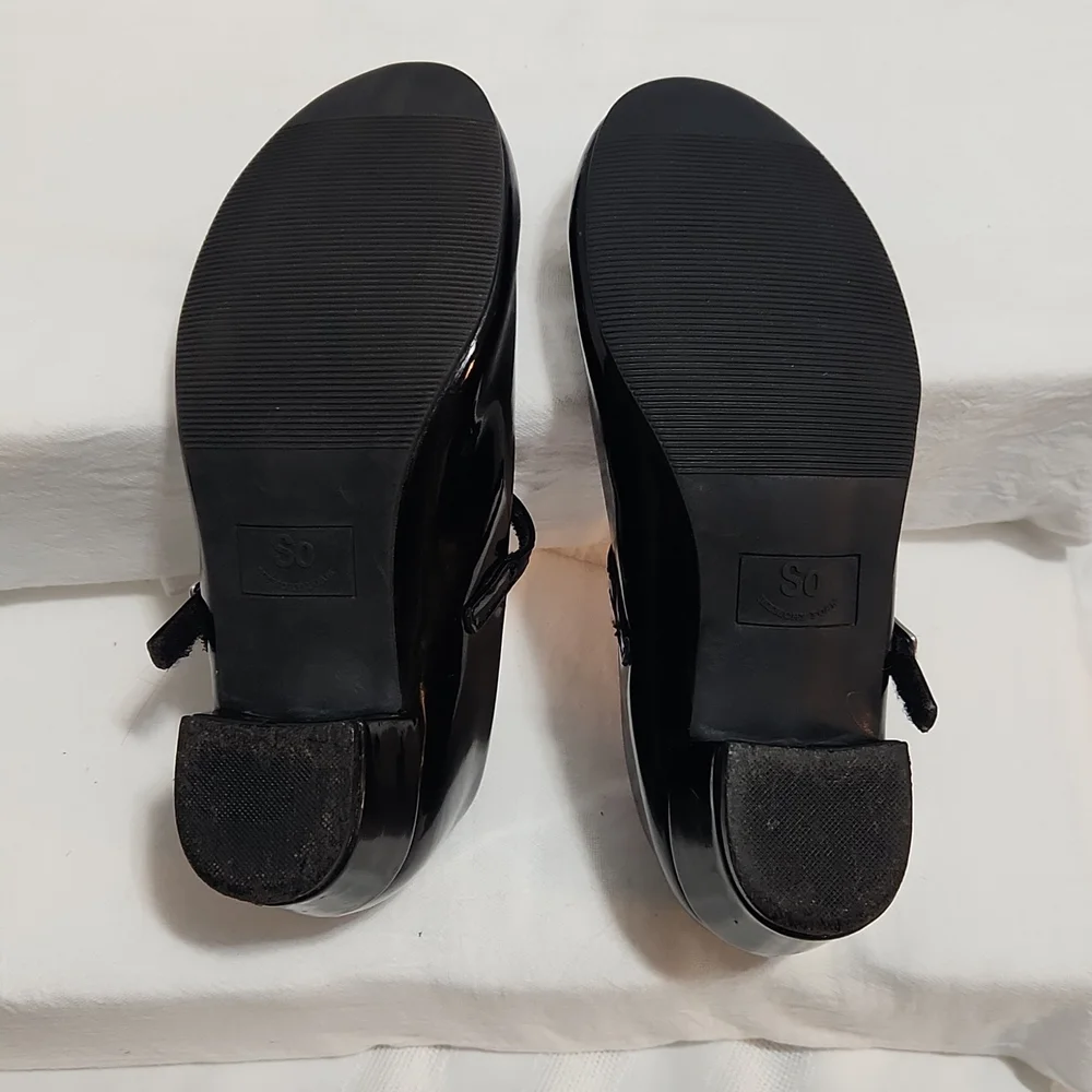 GIRLS SO (214396) TRAPEZE BLACK MARY JANE SHOES SIZE 2M